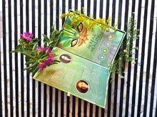 Load image into Gallery viewer, Open Herbal Healing Deck box with guidebook and fresh botanicals