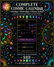 Load image into Gallery viewer, Complete Cosmic Calendar $111 — real four-event calendar preview