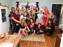 Load image into Gallery viewer, Friends gathered at Wild Indigo with a dog during a creative celebration