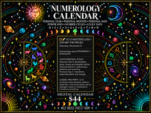 Load image into Gallery viewer, Numerology Calendar horizontal product graphic for Wild Indigo Forest Farm