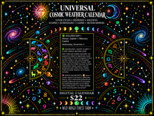 Load image into Gallery viewer, Universal Cosmic Weather Calendar horizontal product graphic for Wild Indigo Forest Farm