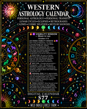 Load image into Gallery viewer, Personalized Western Astrology Calendar $77 — real Leo Rising Visibility Window preview